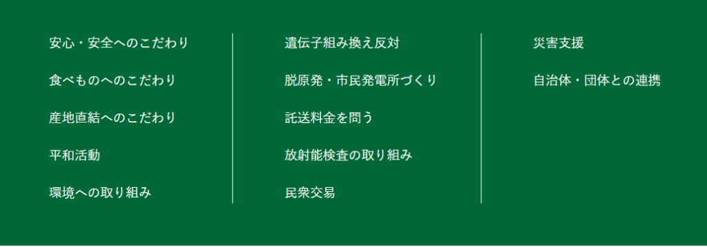 グリーンコープ活動分野